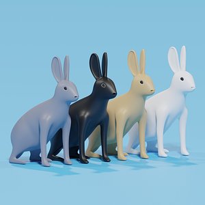 3D model Cartoon Rabbit Tolai Hare