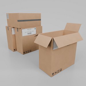 Cardboard Box R-244 - Rigged and Customizable 3D model