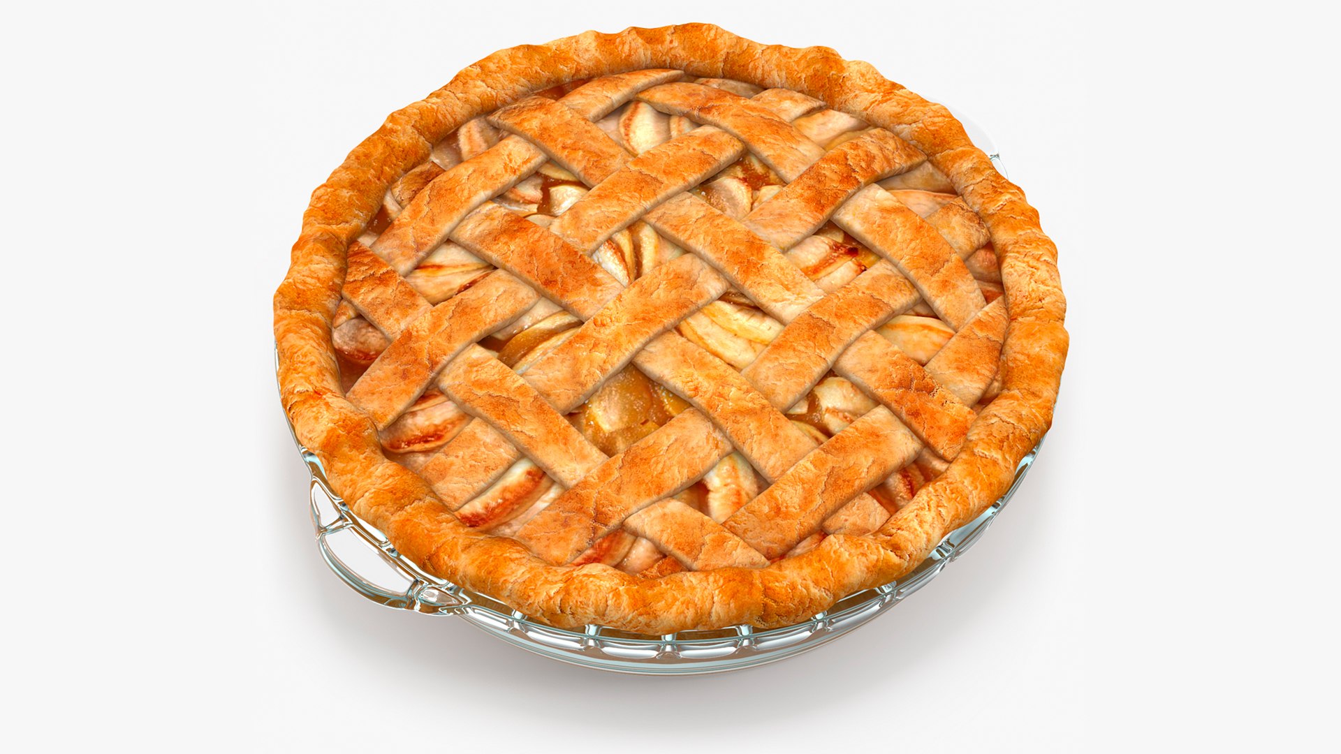 3D Lattice Apple Pie With Glass Pan - TurboSquid 1912637