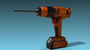 low-poly drill 3D model