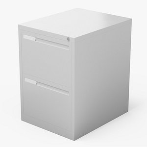 3D Filing Cabinet 2 Drawer Grey