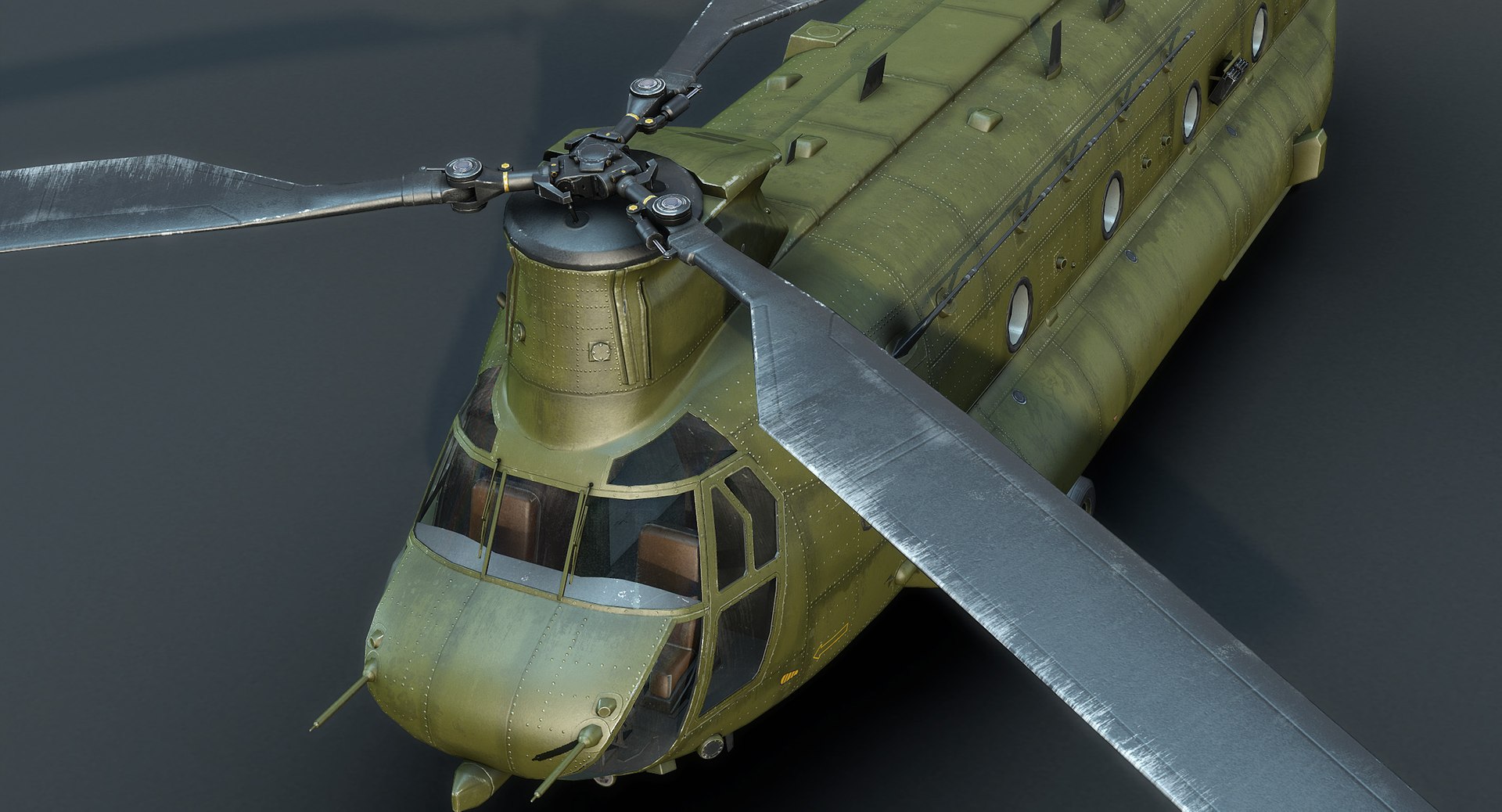 3d Low-poly Military Helicopter Ch-47 Chinook 