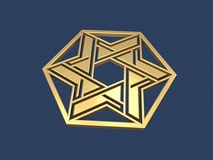 3D model star david hexagon