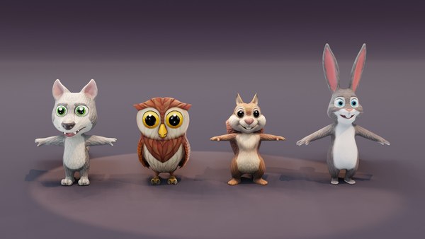 Animated Cartoon Animals 3D Models Pack 2 3D model