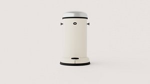 Beige Metal Pedal Trash Can with Lid