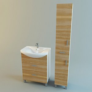 3d model of set bathroom furniture vanity