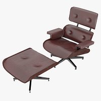 Eames Lounge Classic Chair and Ottoman Set Red Leather Mahogany Details