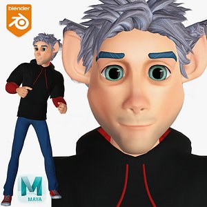 3D Cartoon Rigged Cute Man-Kaigo Character 3D Model model