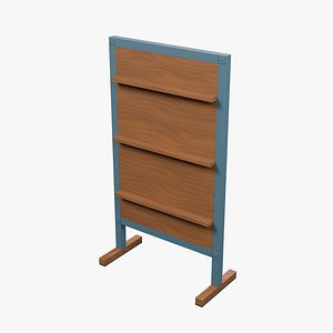 Freestanding Display Board with Wood Ledges - 825 x 400 x 1500 mm