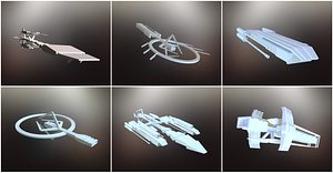 3D sci-fi spaceships spacecrafts