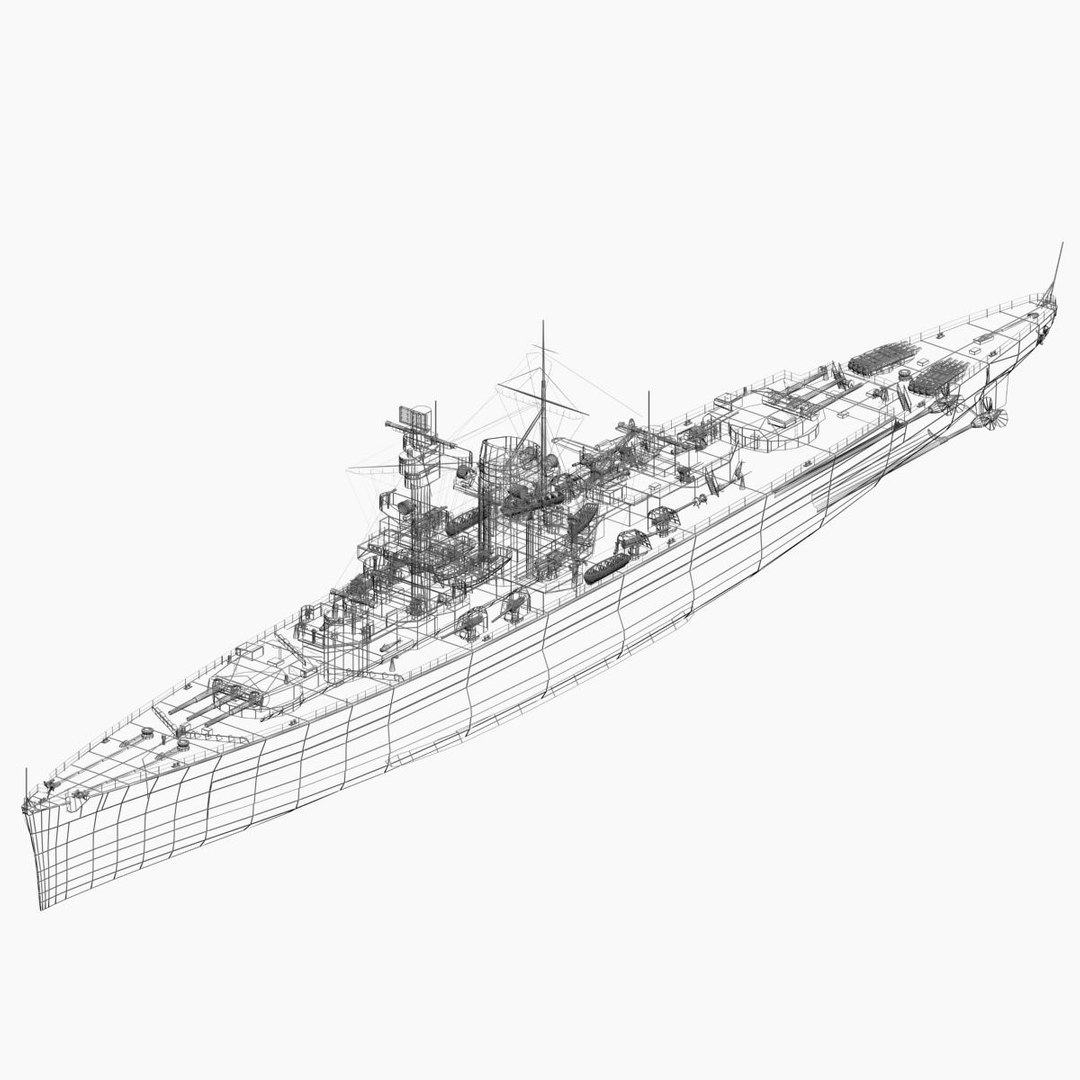 3d Model Pocket Battleship Scheer Ww2 German