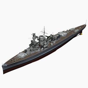 3d model pocket battleship scheer ww2 german