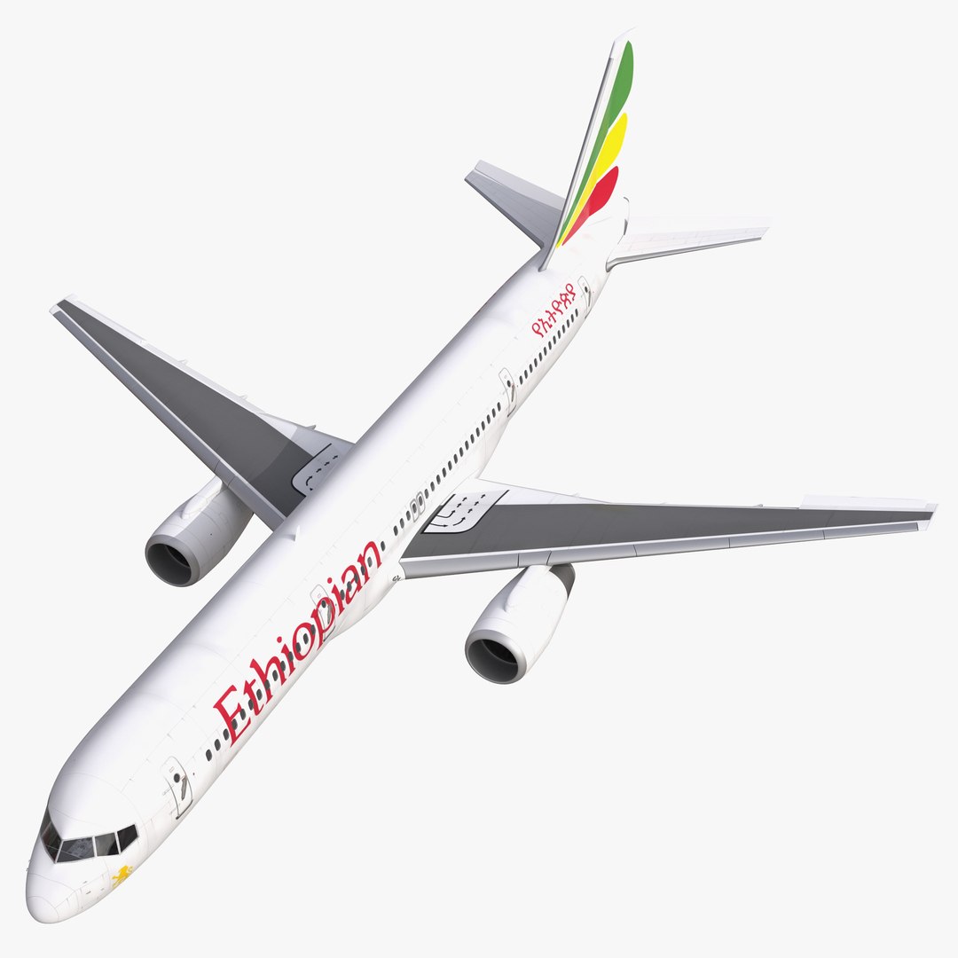 Boeing 757-200 Ethiopian Airlines Rigged 3D Model 3D model preview
