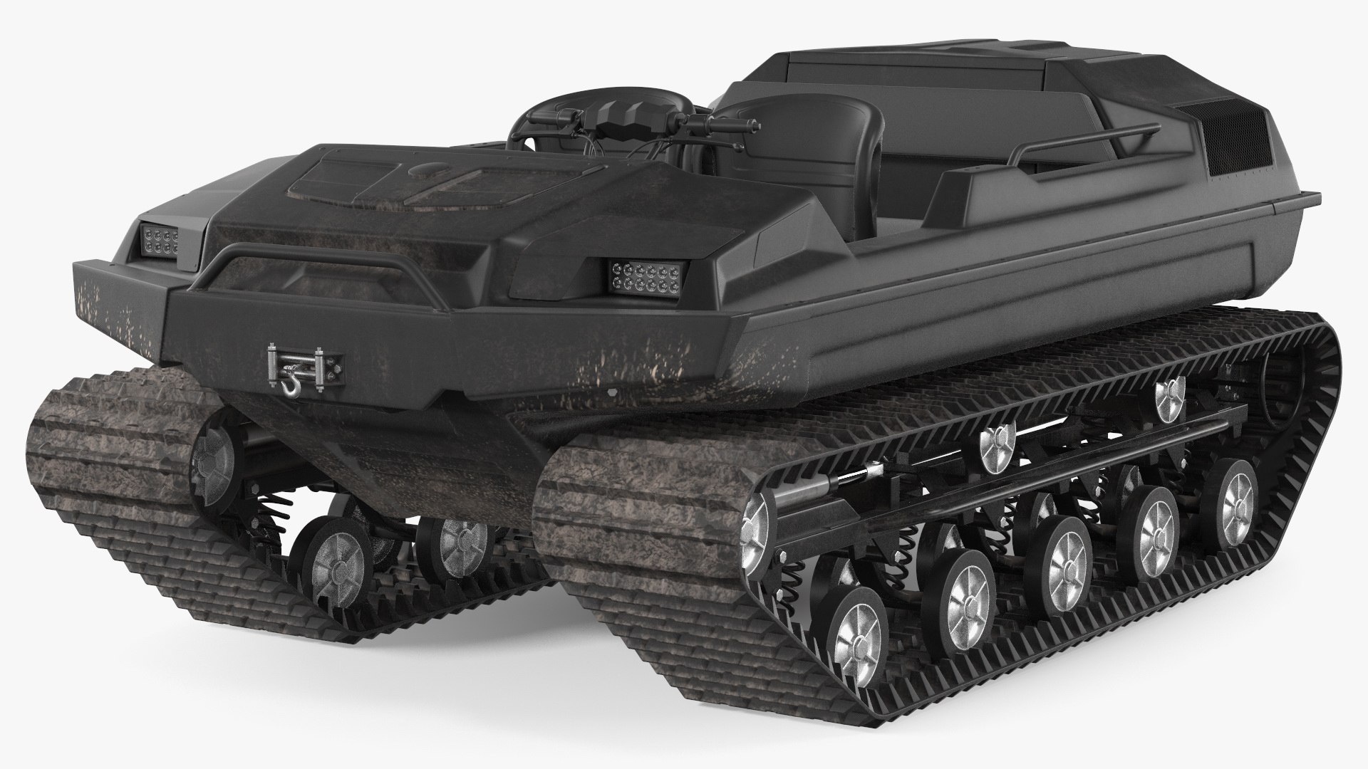 Dirty All Terrain Vehicle No Roof Rigged 3D model preview