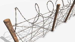 Barbed wire fence wood