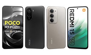 Xiaomi Redmi 15 5G Titanium And Xiaomi Poco M7 Plus 5G Black 3D model