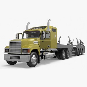 Freight Truck with Concrete Panel Semi Trailer Empty Rigged