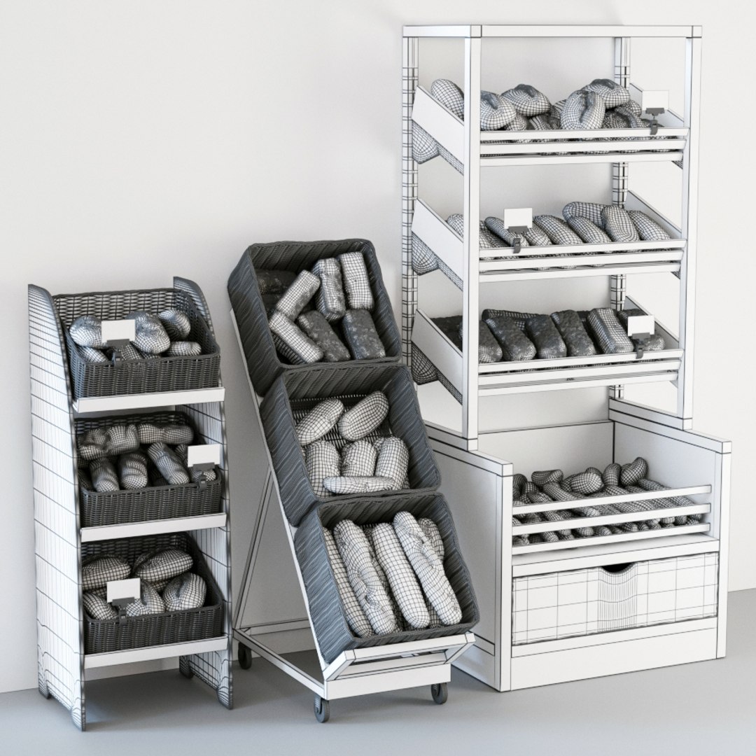 3D Bread Display Racks - TurboSquid 1218995