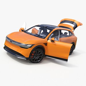 3D model Electric SUV Sunset Orange Rigged for Maya