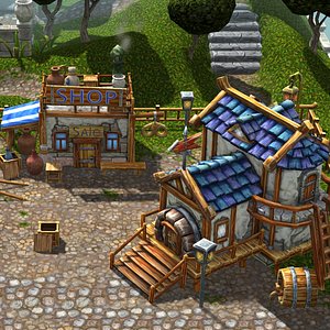 buildings hand painted 3D