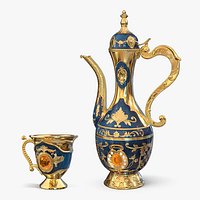 Arabic Dallah with Tea Cup Collection