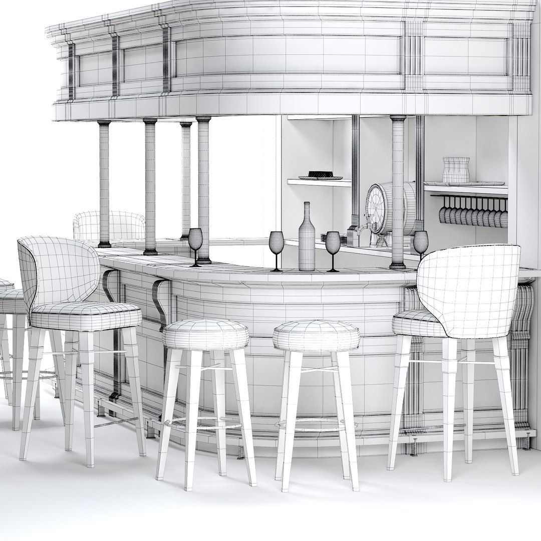 3D Louis Bar Chair Model - TurboSquid 1388426