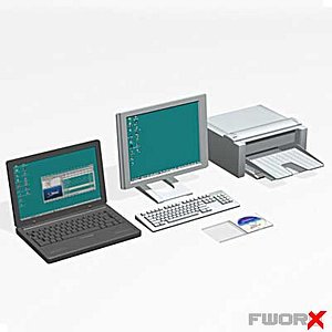computer laptop printer 3d model