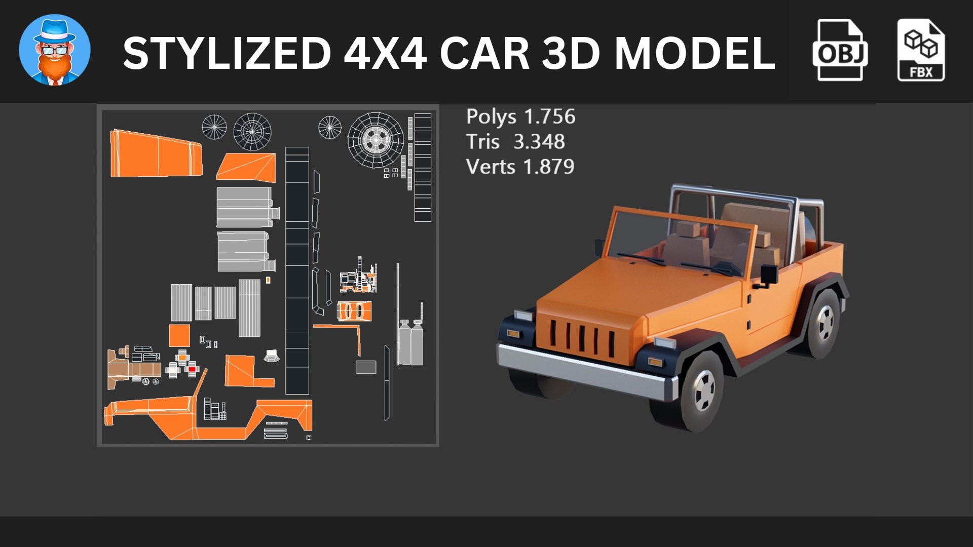3D Stylized 4x4 Car 3D Model - TurboSquid 2398600