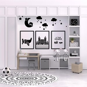 kid study modern interior 3D model