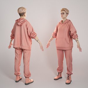 Young woman in tracksuit ready for animation 302 3D model