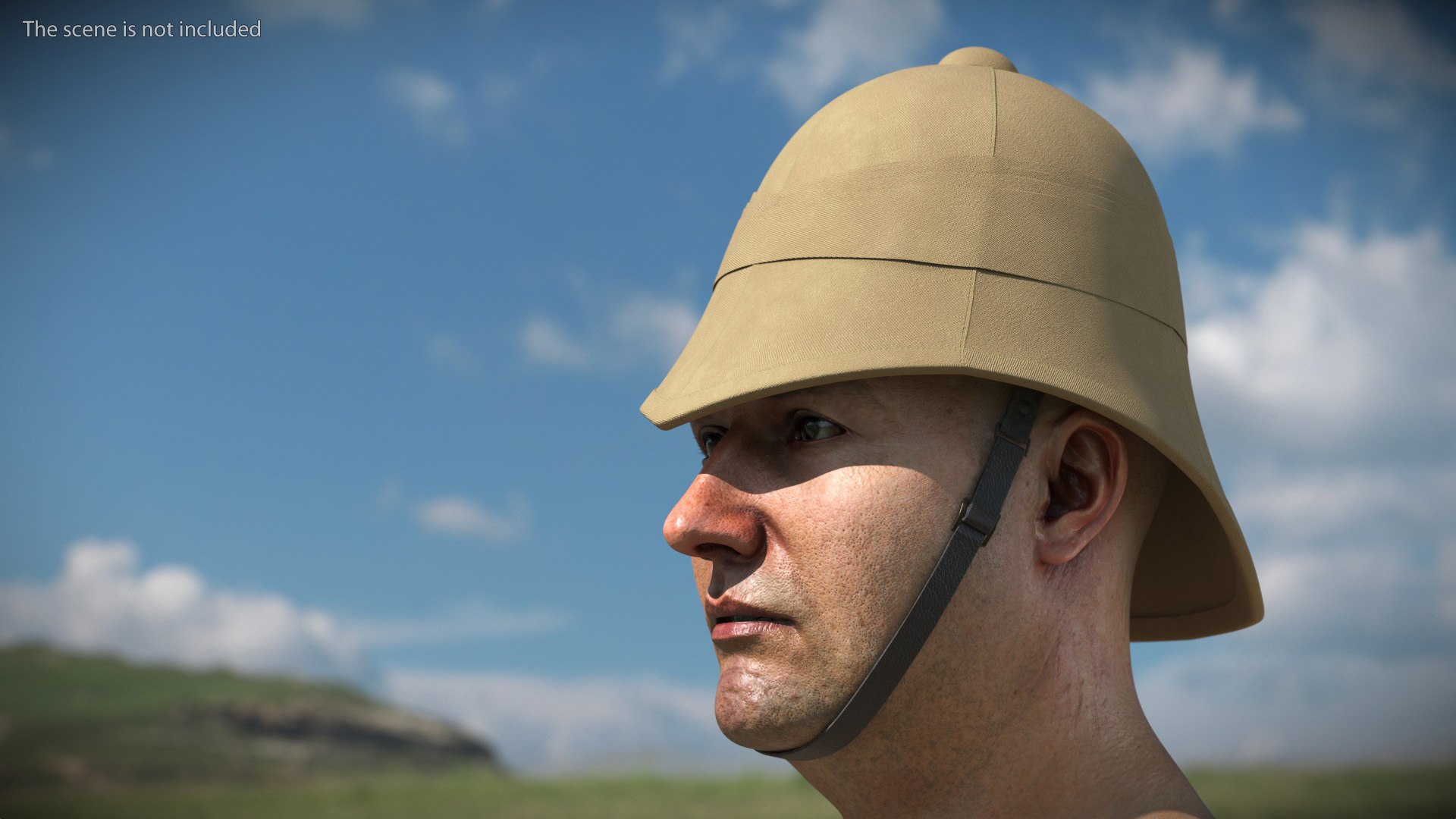 Beige Pith Helmet on Male Head 3D model https://p.turbosquid.com/ts-thumb/H9/Ze1OYL/4l/beige_pith_helmet_on_male_head_003/jpg/1750133181/1920x1080/fit_q87/077f6f151a762e4b3dbbaff02b1b87a199cf201b/beige_pith_helmet_on_male_head_003.jpg