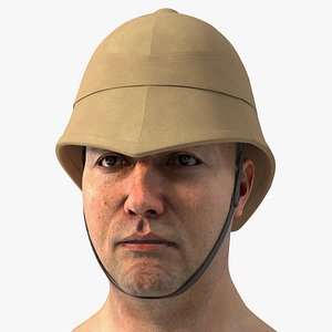 Beige Pith Helmet on Male Head