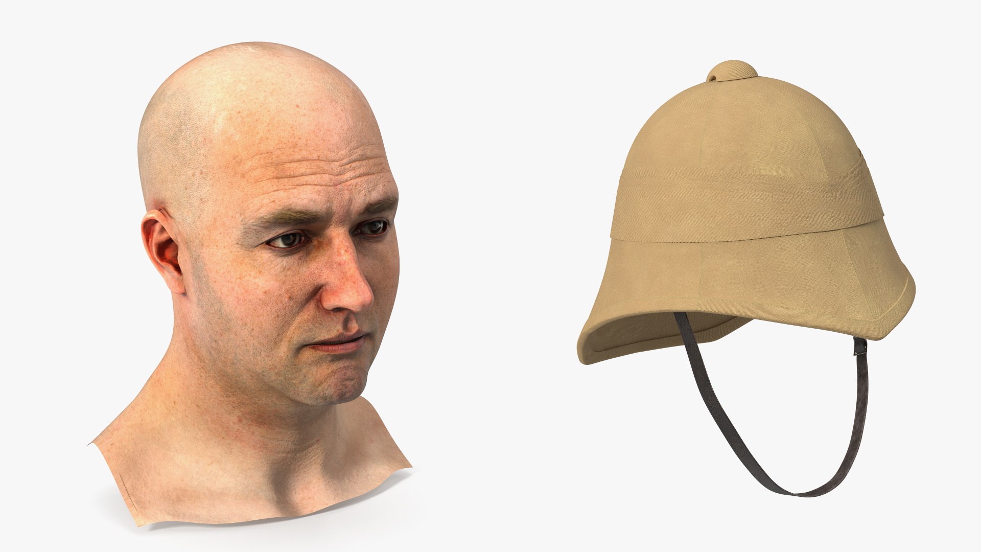 Beige Pith Helmet on Male Head 3D model https://p.turbosquid.com/ts-thumb/H9/Ze1OYL/Ua/beige_pith_helmet_on_male_head_007/jpg/1750133195/1920x1080/fit_q87/28c505fbdff5fcd699fac90d79e6f5ca78ec6ee4/beige_pith_helmet_on_male_head_007.jpg