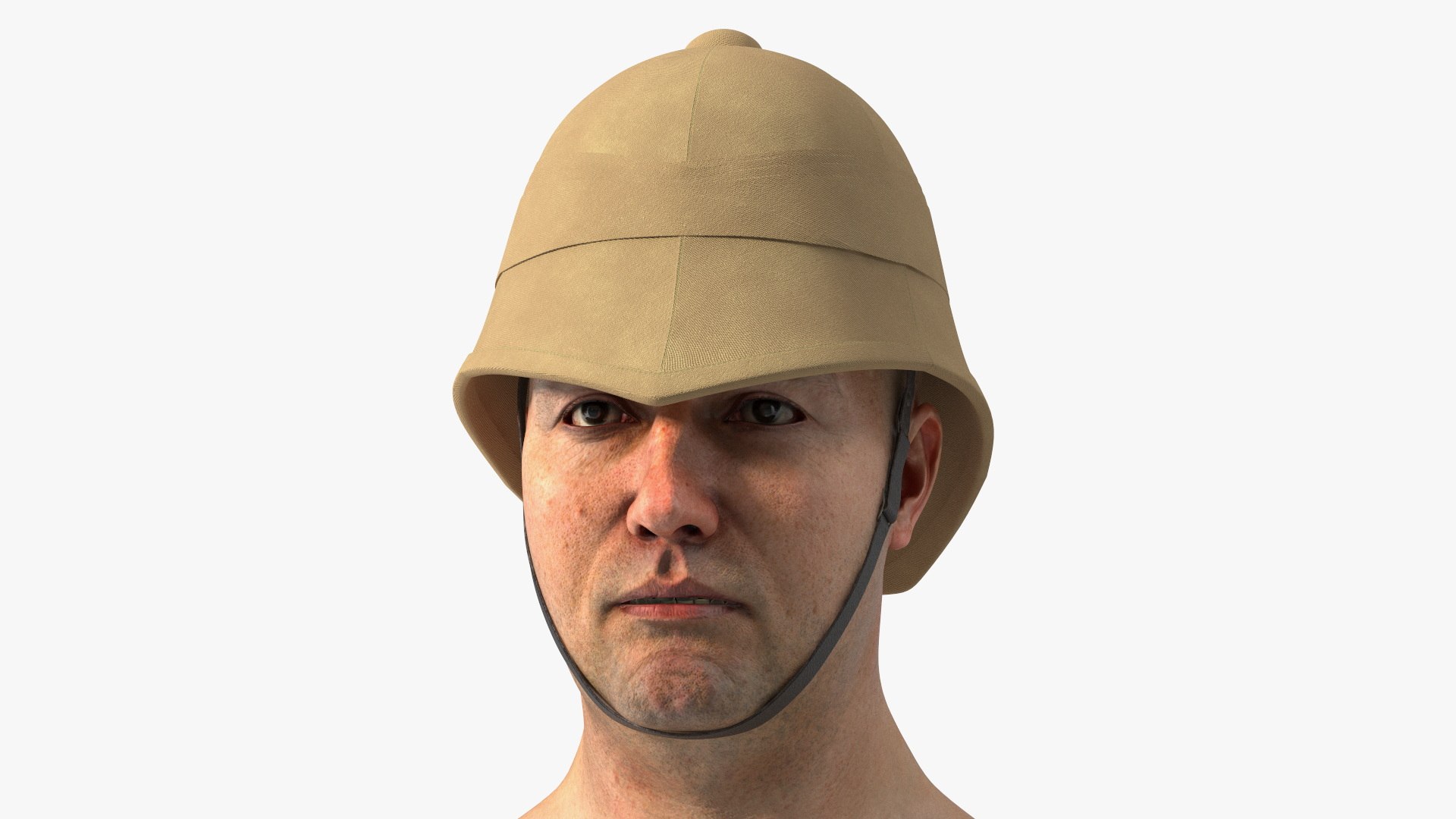 Beige Pith Helmet on Male Head 3D model https://p.turbosquid.com/ts-thumb/H9/Ze1OYL/mS/beige_pith_helmet_on_male_head_002/jpg/1750133020/1920x1080/fit_q87/25afa0aff8db16dacf69f5af68770d2ac42c802e/beige_pith_helmet_on_male_head_002.jpg