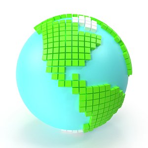 world globe large cubes 3D model