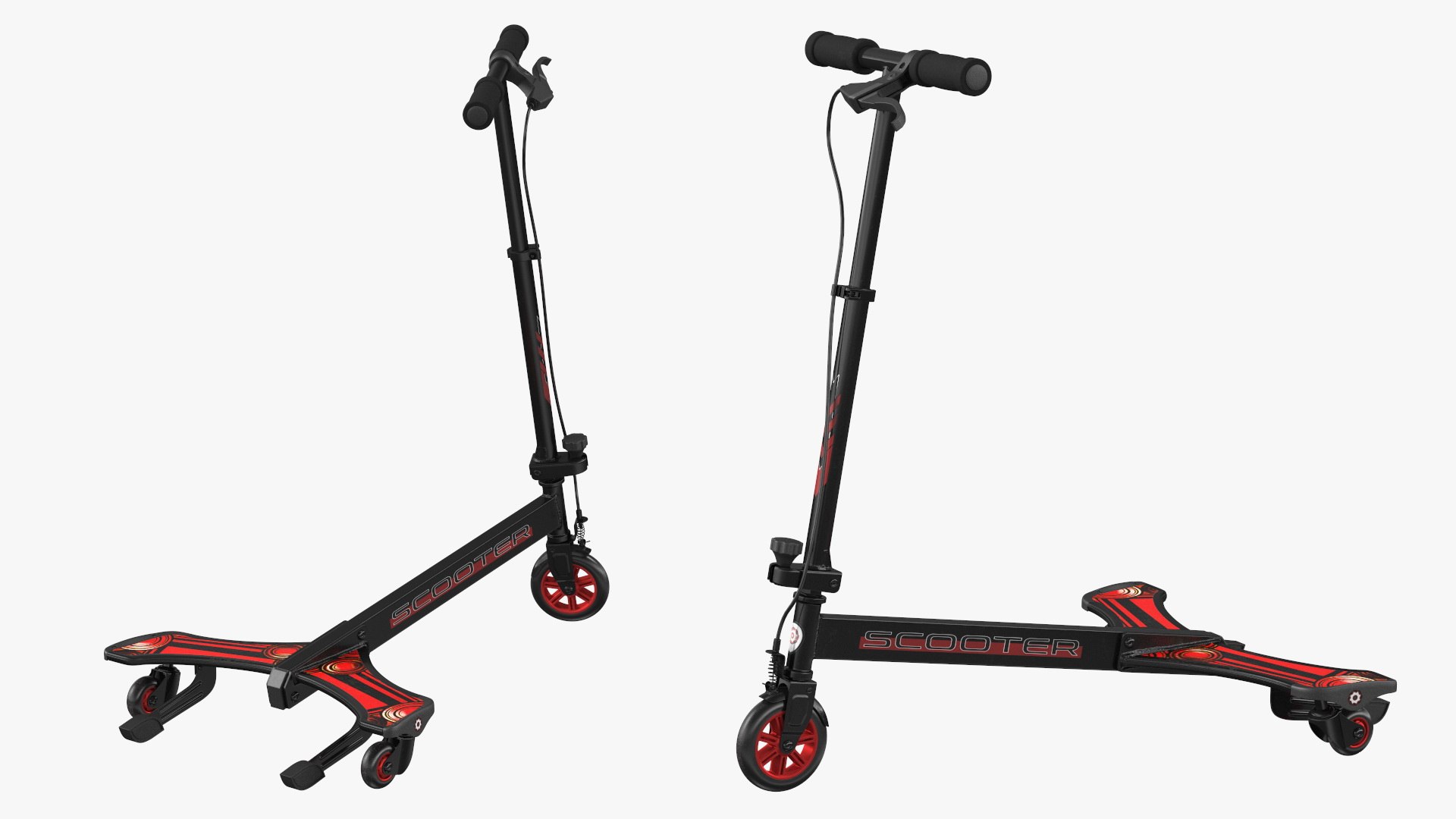 PowerWing Scooter Black Red Rigged 3D model preview