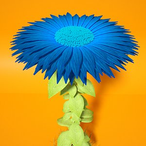 3D model rigged blue flower