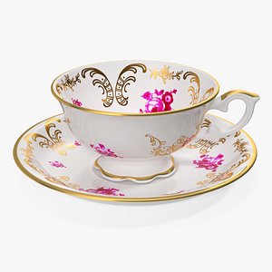 3D Antique Teacup and Saucer