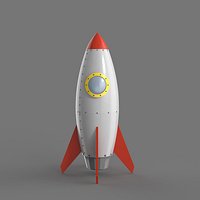 Spaceship rocketship cartoon simple High and Low Poly