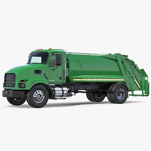 3D Medium-Duty Garbage Truck Rigged