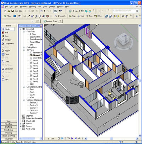 modelo 3d Centro de cuidado diurno Revit y archivo máximo 02 ...