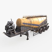 Dusty Cement Trailer Yellow Rigged All PBR Unity UE Textures