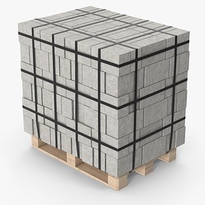 3D Concrete Blocks On Wood Pallet