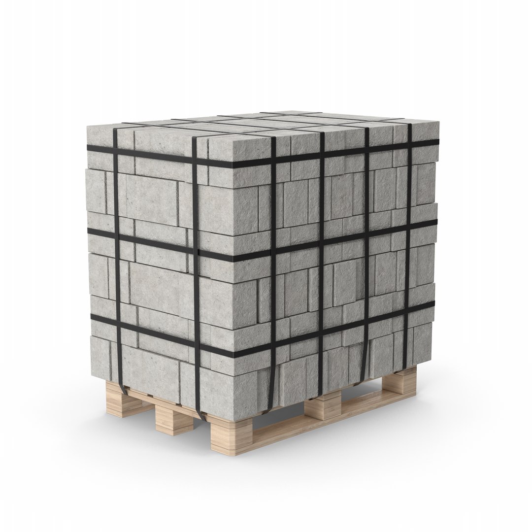 3D Concrete Blocks On Wood Pallet - TurboSquid 2141217