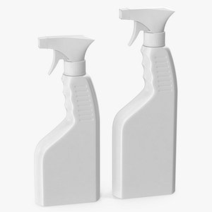 spray bottles white plastic 3D model