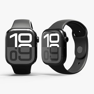 Apple Watch Series 10 Black with Rubber Strap and Display On