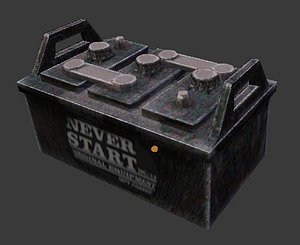 rusty old car battery 3d obj