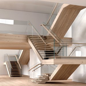 stairs wooden 3D