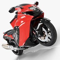 Racing Motorcycle with Angular Front and LED Headlights Red Black Simplified