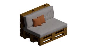 Armless Wooden Pallet Sofa Module with Cushions